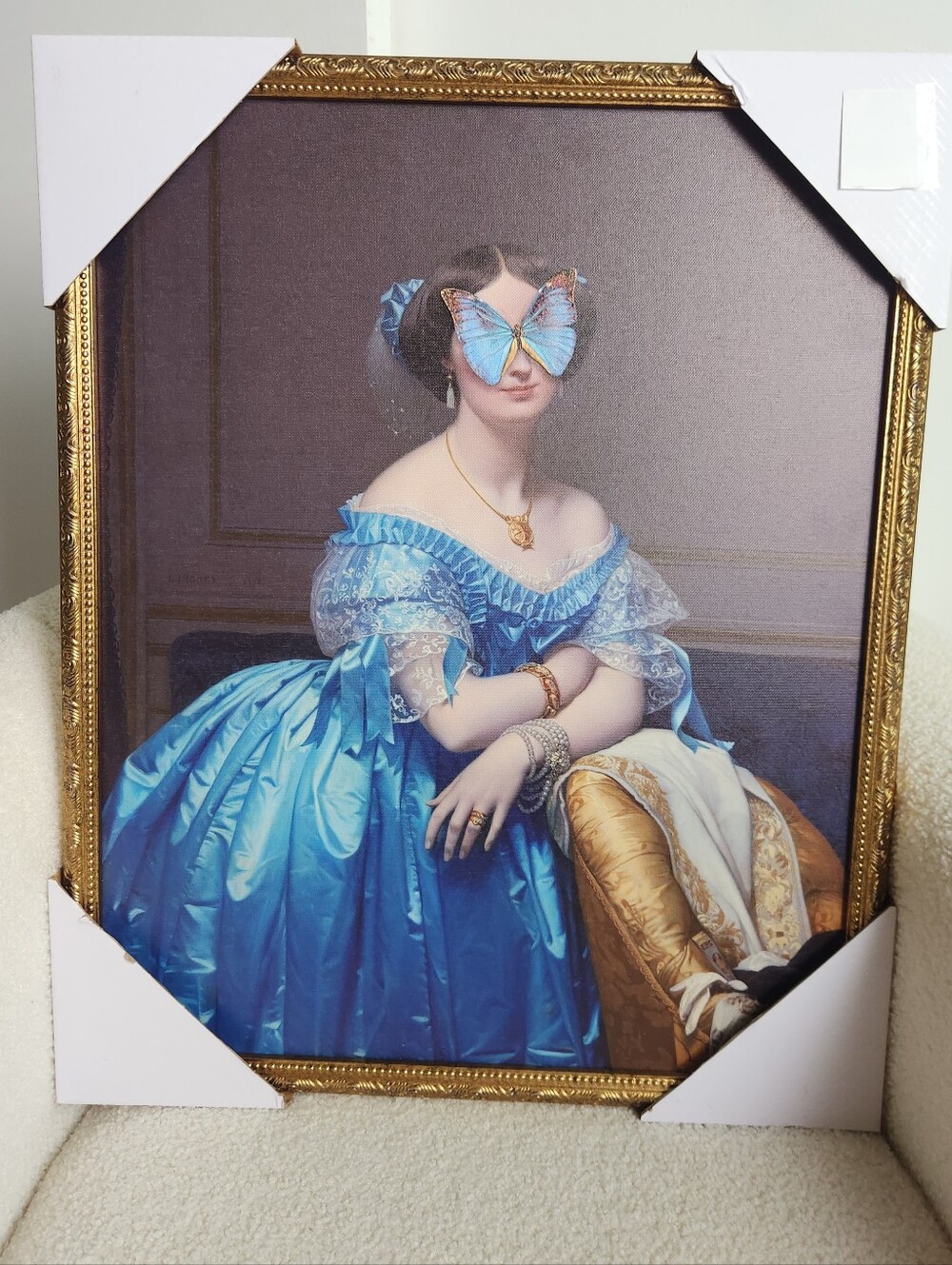 Madame Butterfly - Blue Satin" framed canvas art by Jay Bryant Ward